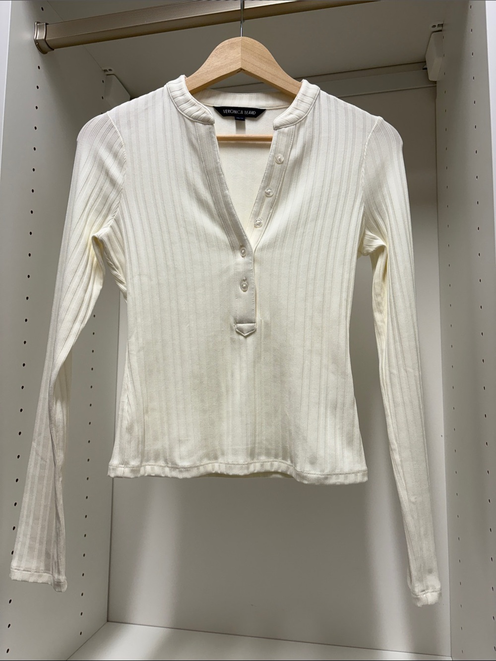 Veronica Beard Jocelyn V-Neck Rib Cotton Top